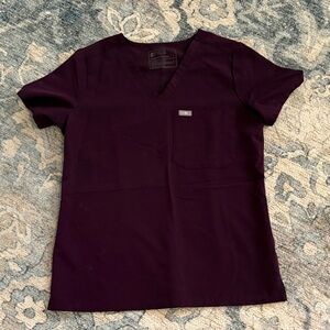 Figs Deep Plum Eggplant Catarina Scrub Top Small